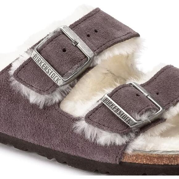 Birkenstock Women's Arizona Shearling Suede Sandals Stormy Gray Sz 36, NEW - Picture 5 of 5